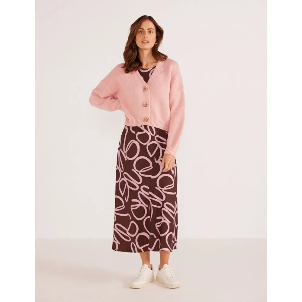 Minkpink Anthropologie Rosie Relaxed Cardigan Blush Pink Small - Picture 2 of 4